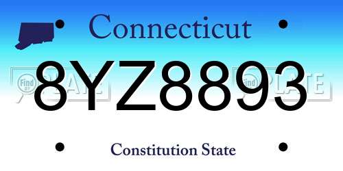8YZ8893 Connecticut License Plate