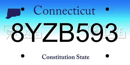 8YZB593 Connecticut License Plate