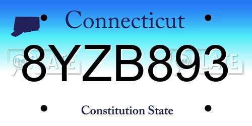 8YZB893 Connecticut License Plate