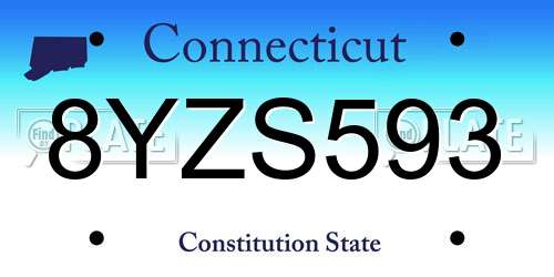 8YZS593 Connecticut License Plate
