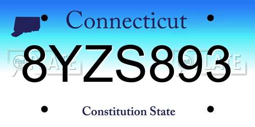 8YZS893 Connecticut License Plate
