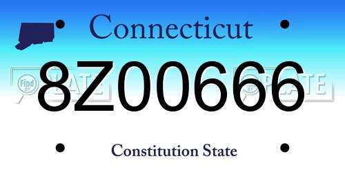 8Z00666 Connecticut License Plate