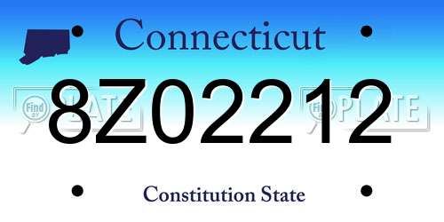 8Z02212 Connecticut License Plate