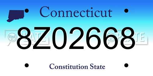 8Z02668 Connecticut License Plate