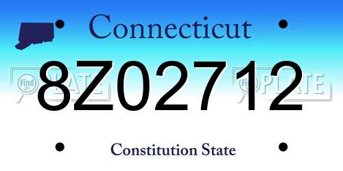 8Z02712 Connecticut License Plate
