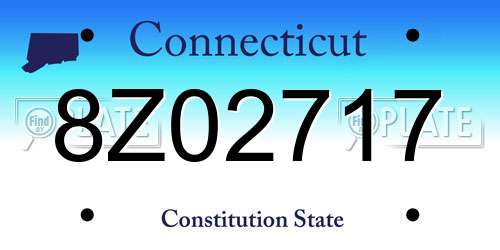 8Z02717 Connecticut License Plate