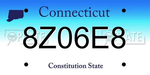 8Z06E8 Connecticut License Plate
