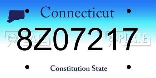 8Z07217 Connecticut License Plate