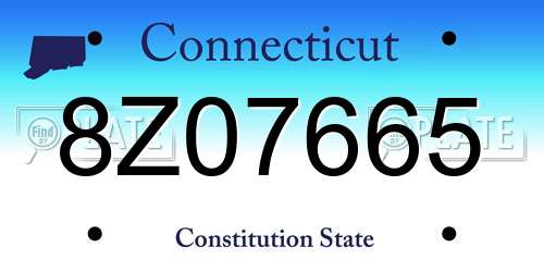8Z07665 Connecticut License Plate