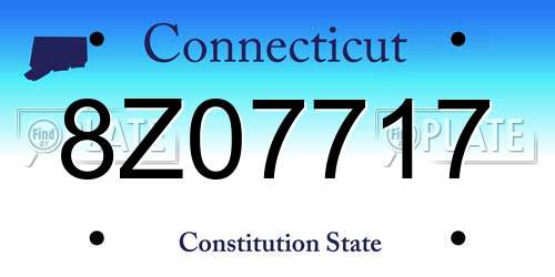 8Z07717 Connecticut License Plate