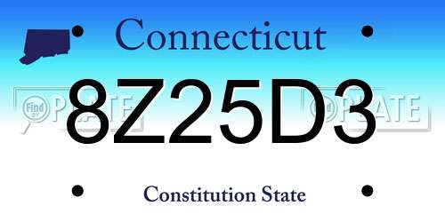 8Z25D3 Connecticut License Plate