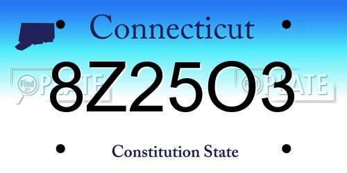 8Z25O3 Connecticut License Plate