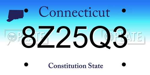 8Z25Q3 Connecticut License Plate
