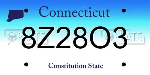 8Z28O3 Connecticut License Plate