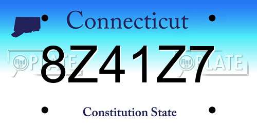8Z41Z7 Connecticut License Plate