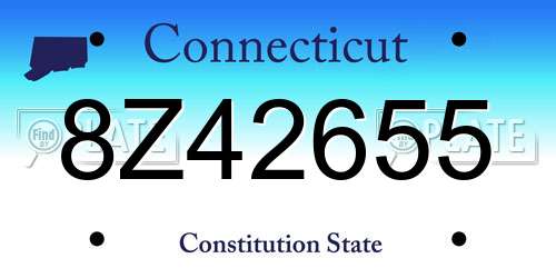 8Z42655 Connecticut License Plate
