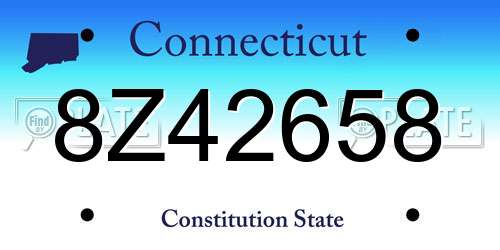 8Z42658 Connecticut License Plate