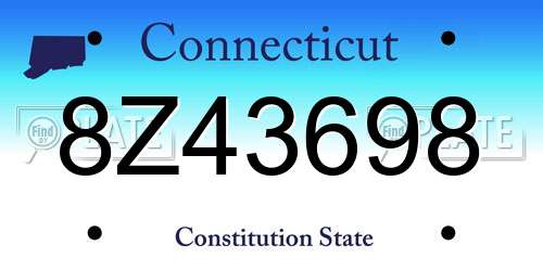 8Z43698 Connecticut License Plate