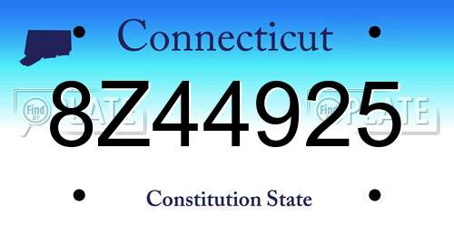 8Z44925 Connecticut License Plate