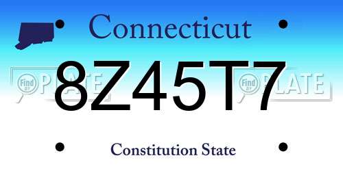 8Z45T7 Connecticut License Plate