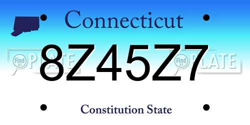 8Z45Z7 Connecticut License Plate