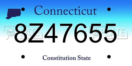 8Z47655 Connecticut License Plate