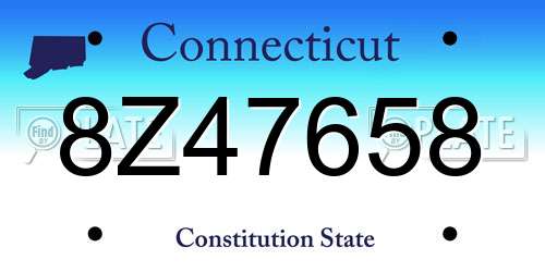8Z47658 Connecticut License Plate