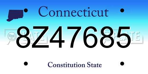 8Z47685 Connecticut License Plate