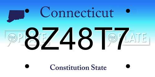 8Z48T7 Connecticut License Plate