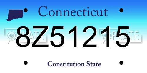 8Z51215 Connecticut License Plate