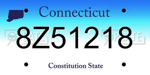 8Z51218 Connecticut License Plate