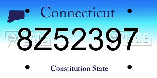 8Z52397 Connecticut License Plate