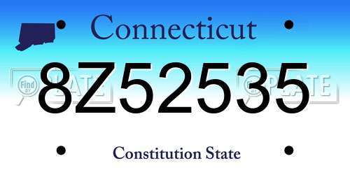 8Z52535 Connecticut License Plate