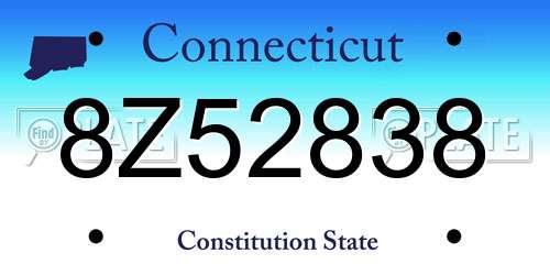 8Z52838 Connecticut License Plate
