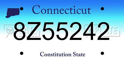 8Z55242 Connecticut License Plate