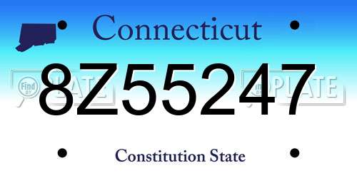 8Z55247 Connecticut License Plate
