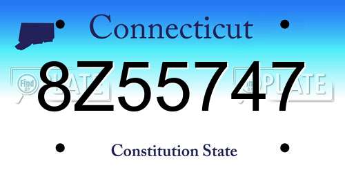 8Z55747 Connecticut License Plate