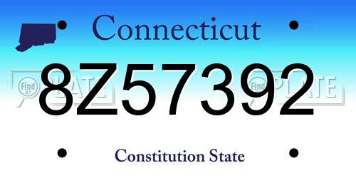 8Z57392 Connecticut License Plate