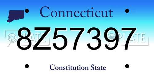 8Z57397 Connecticut License Plate