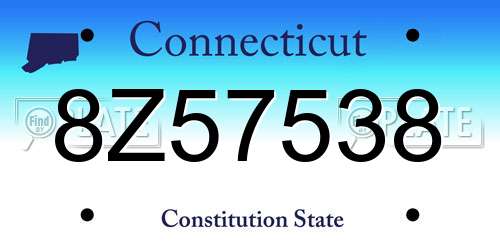 8Z57538 Connecticut License Plate