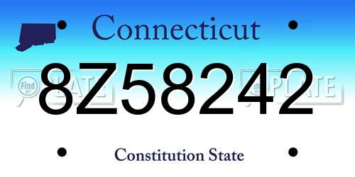 8Z58242 Connecticut License Plate