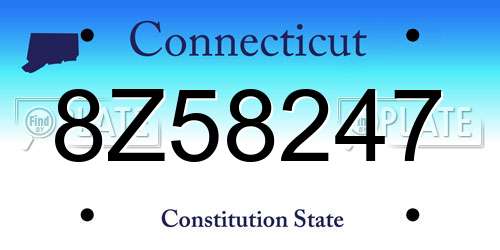 8Z58247 Connecticut License Plate