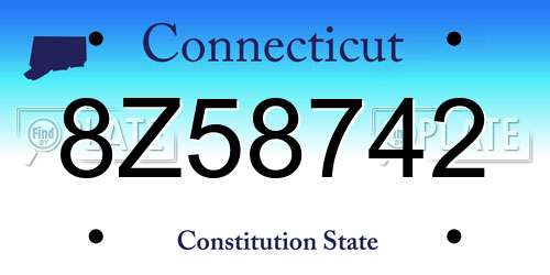8Z58742 Connecticut License Plate