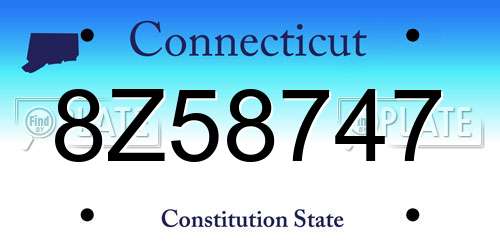 8Z58747 Connecticut License Plate