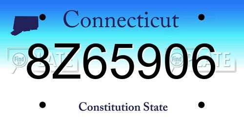 8Z65906 Connecticut License Plate