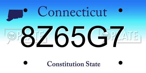 8Z65G7 Connecticut License Plate