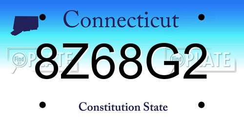 8Z68G2 Connecticut License Plate