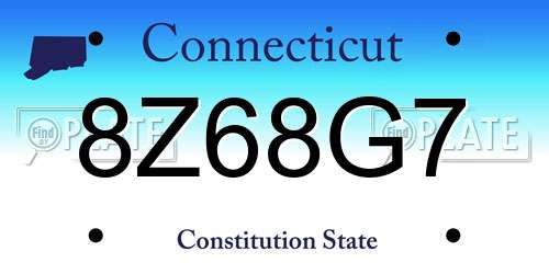 8Z68G7 Connecticut License Plate
