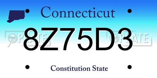 8Z75D3 Connecticut License Plate