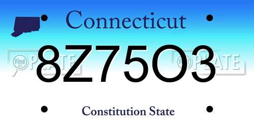 8Z75O3 Connecticut License Plate